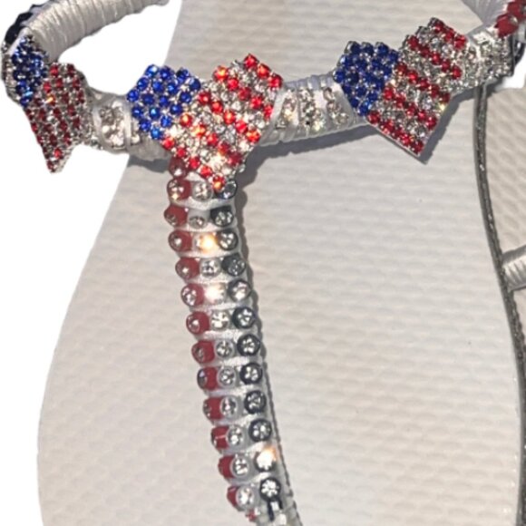 Flip Flops, T-Strap Flip Flops, Women Sandals, Ladies Shoes, Independence Day - Picture 2 of 16